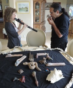 Exploring ancient flutes with Chris Garcia.